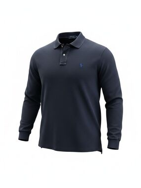 ​Polo Ralph Lauren Men Long Sleeve Polo Shirt Black Cotton XXL